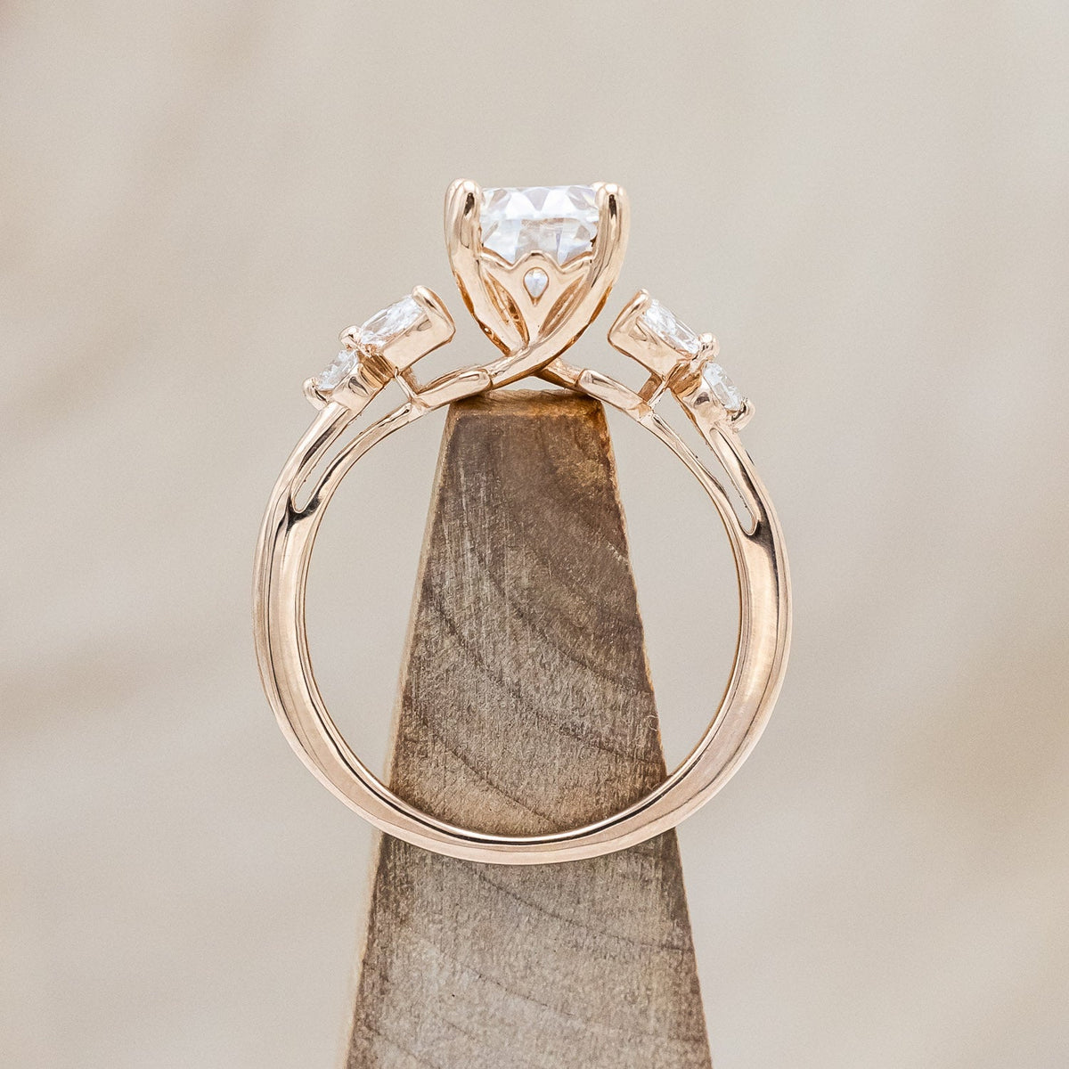 "Blossom" - Oval Cut Moissanite Engagement Ring With Diamond Accents