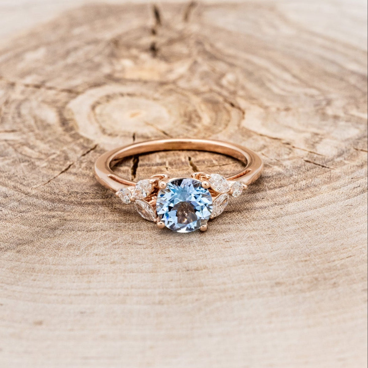 "Blossom" - Aquamarine Engagement Ring With Diamond Accents
