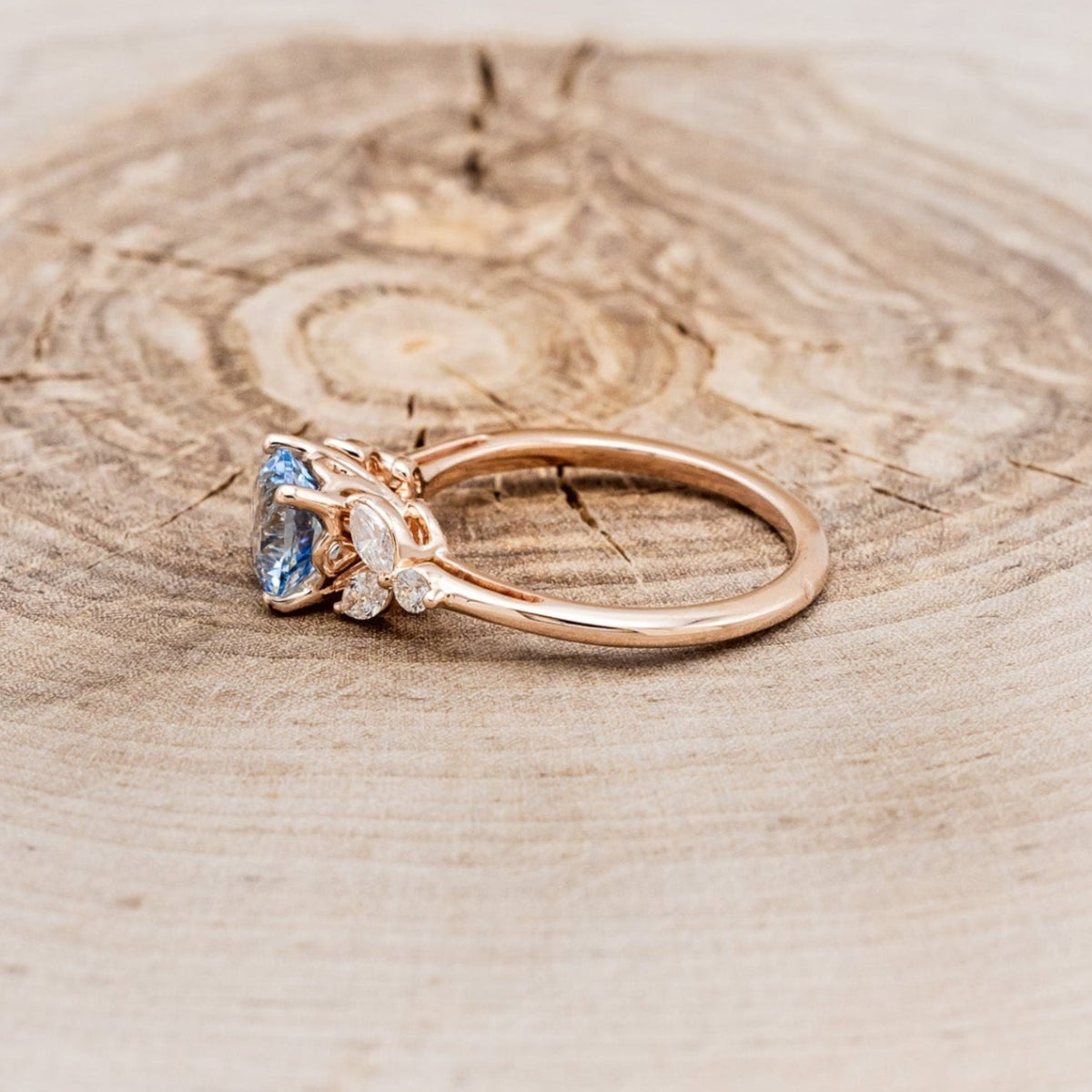 "Blossom" - Aquamarine Engagement Ring With Diamond Accents