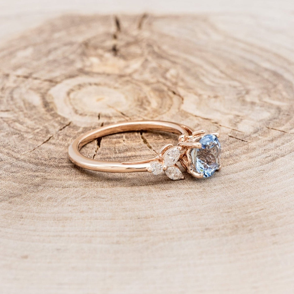 "Blossom" - Aquamarine Engagement Ring With Diamond Accents