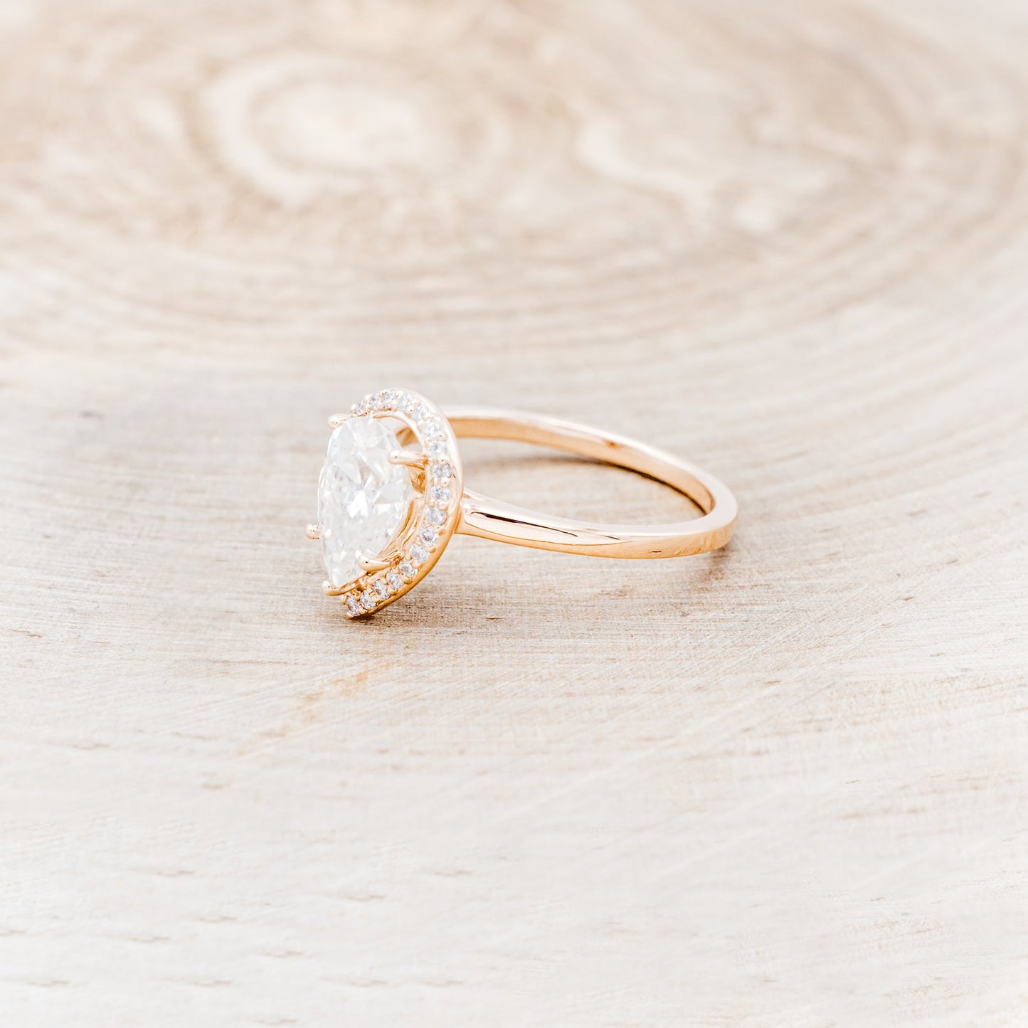 "Clariss" - Pear Cut Moissanite Engagement Ring With Diamond Halo
