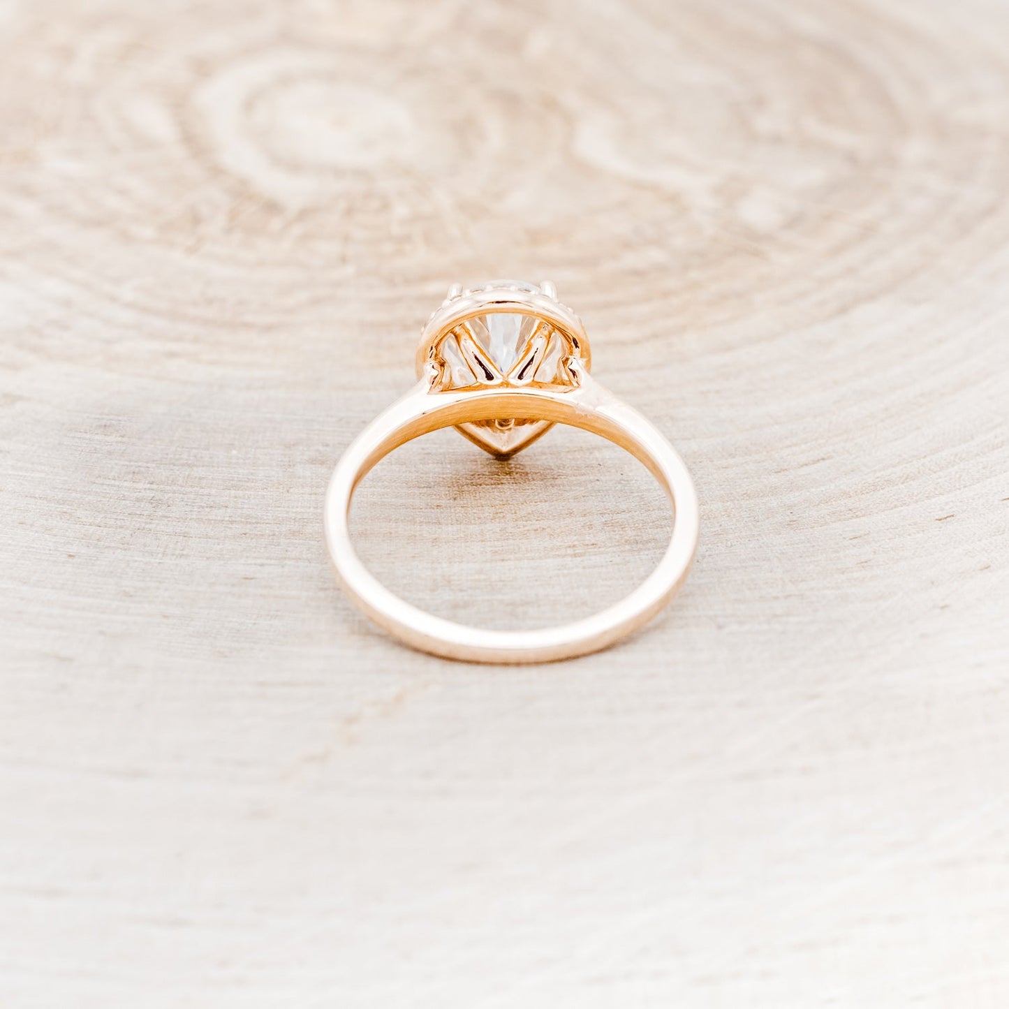 "Clariss" - Pear Cut Moissanite Engagement Ring With Diamond Halo