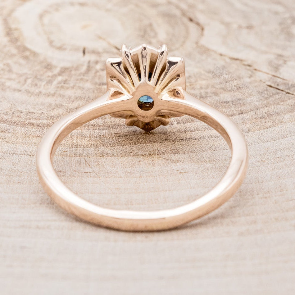 "Cleopatra" - Alexandrite Engagement Ring With Diamond Halo & Tracer