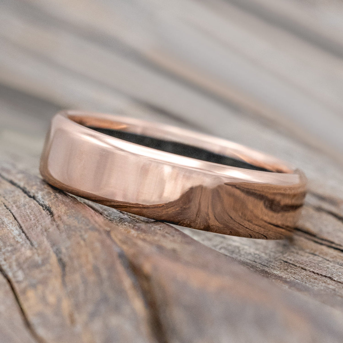 "Hyperion" - Crushed Moss Agate Lined Wedding Band With Custom Finish