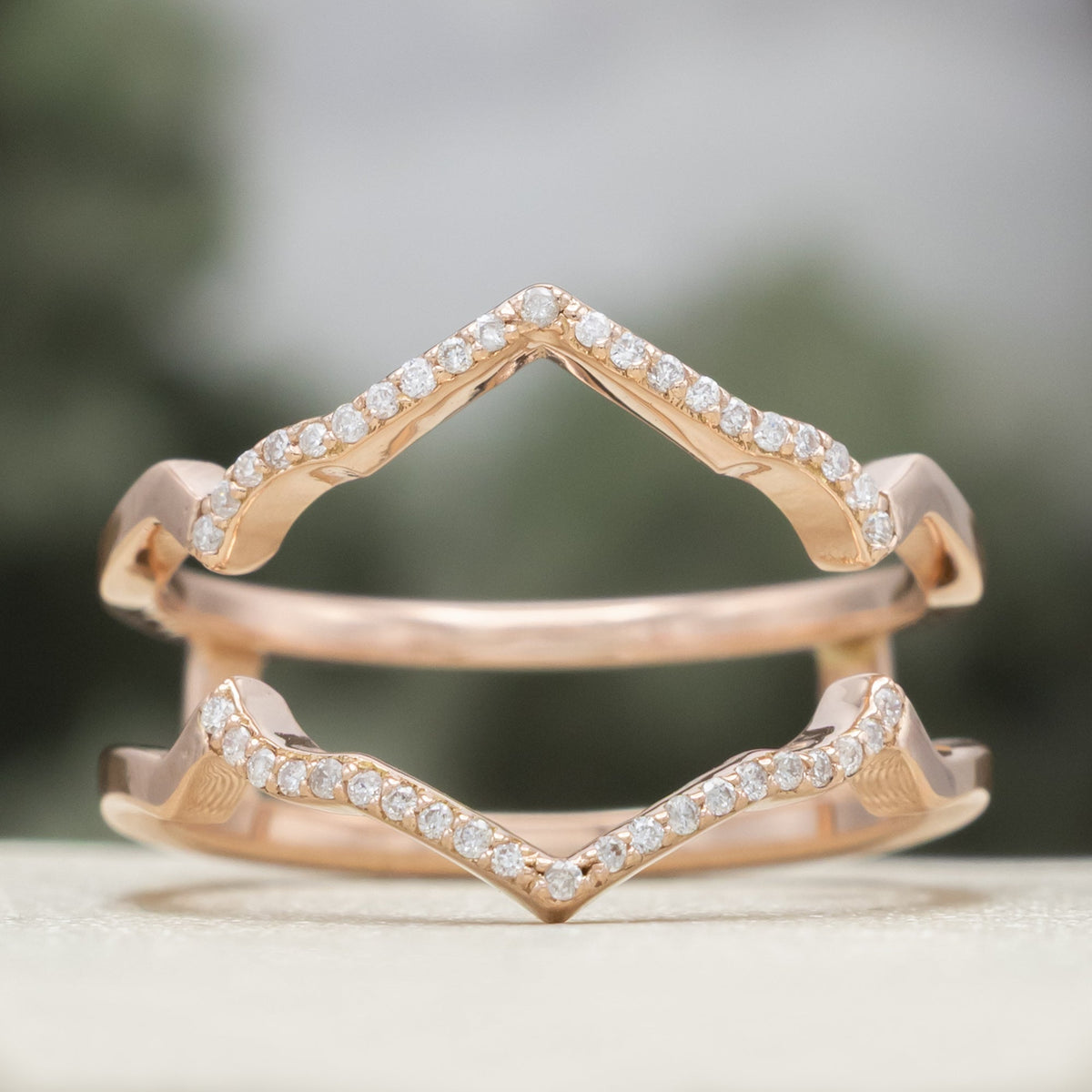 "Lucy in the Sky" - Ring Guard with Diamond Accents - 14K Rose Gold - Size 8