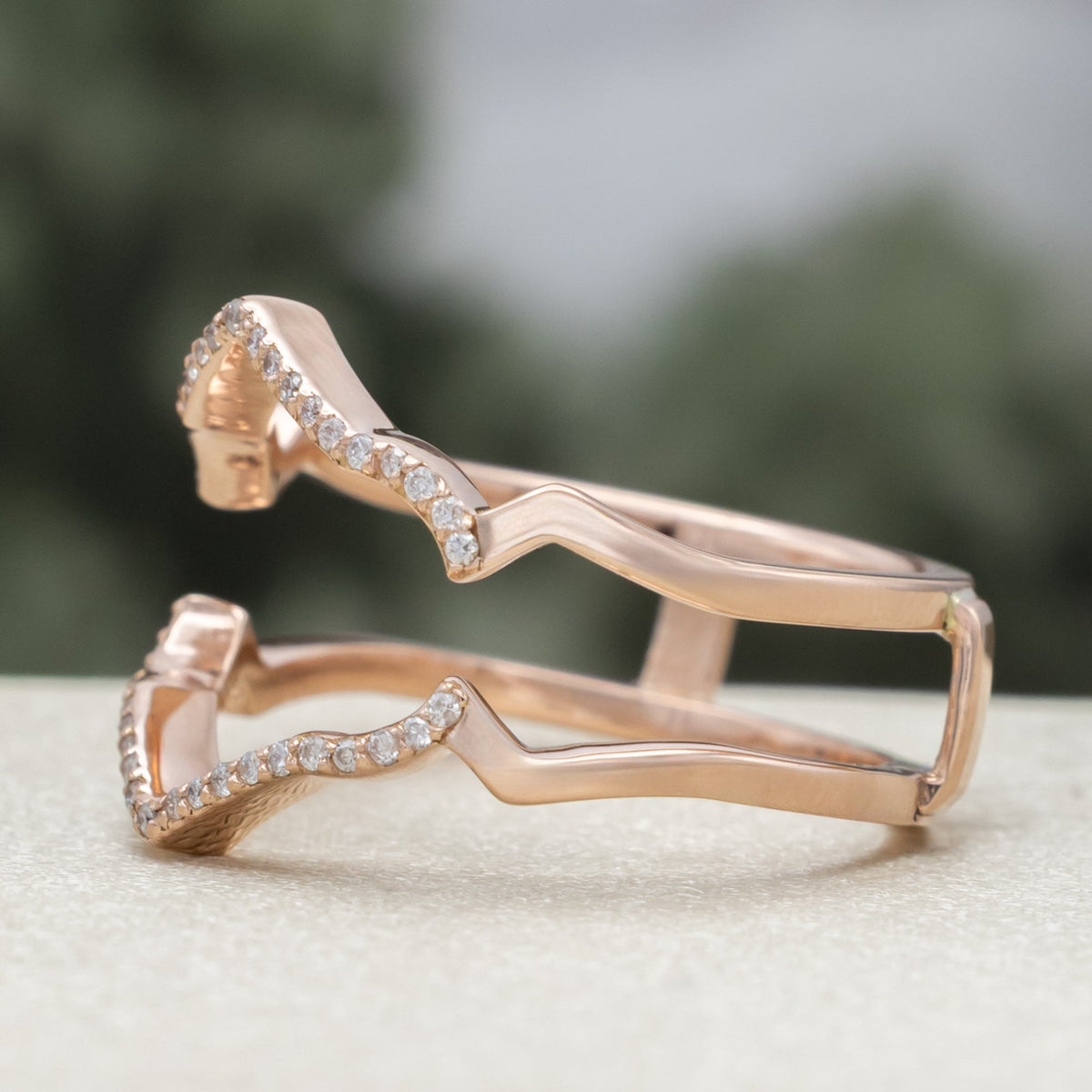 "Lucy in the Sky" - Ring Guard with Diamond Accents - 14K Rose Gold - Size 8