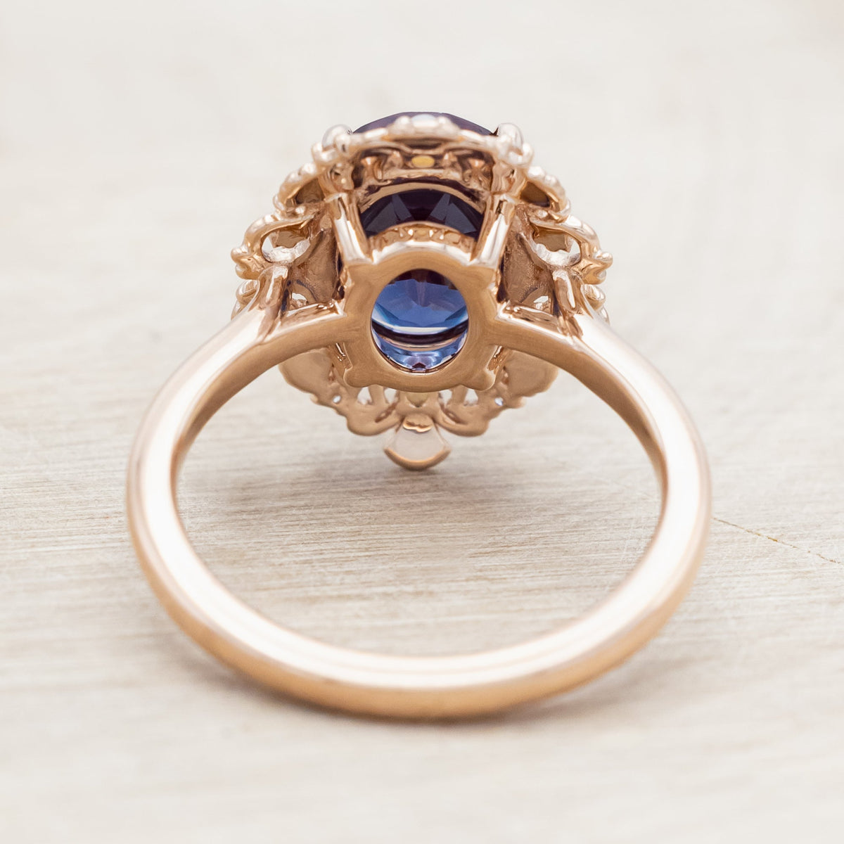 "Merrow" - Lab-Grown Alexandrite Engagement Ring With Pearl Accents And Diamond Tracer