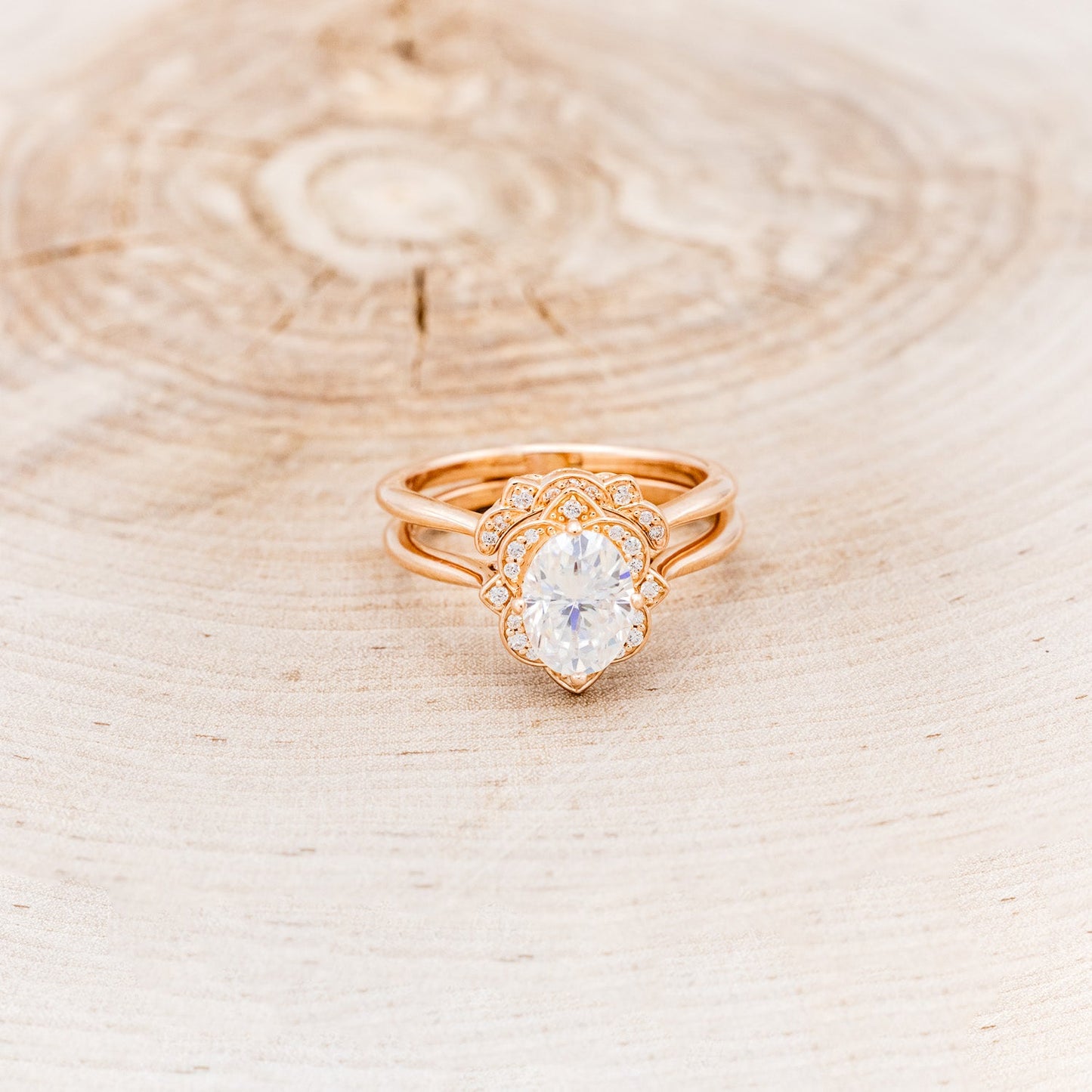 "Jane" - Moissanite Engagement Ring With Diamond Accents & Tracer