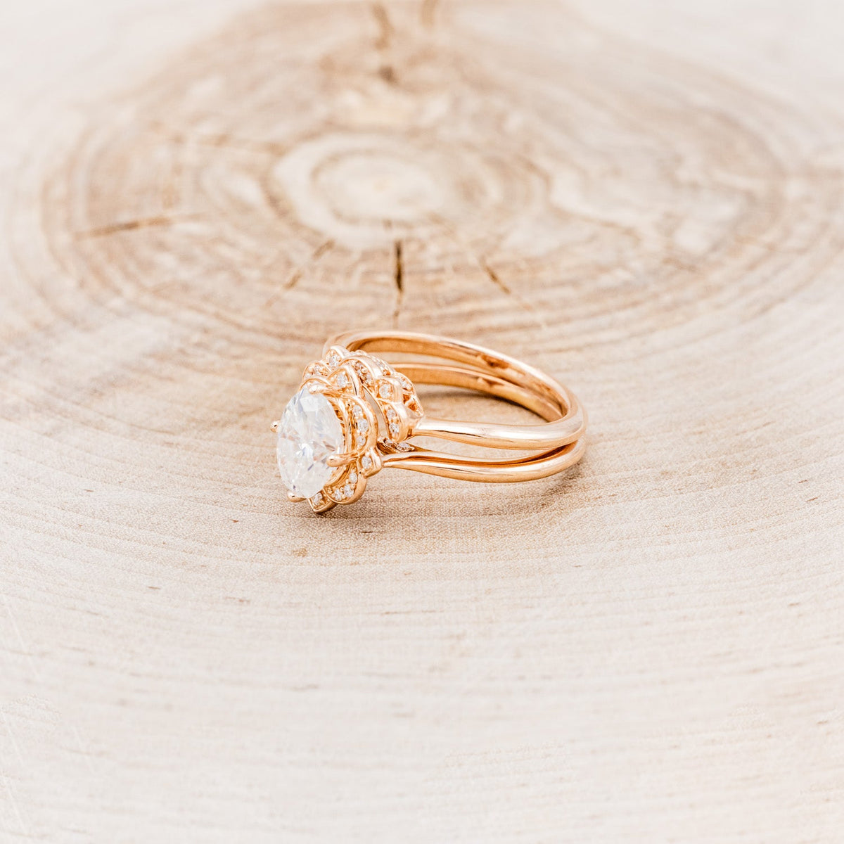 "Jane" - Moissanite Engagement Ring With Diamond Accents & Tracer
