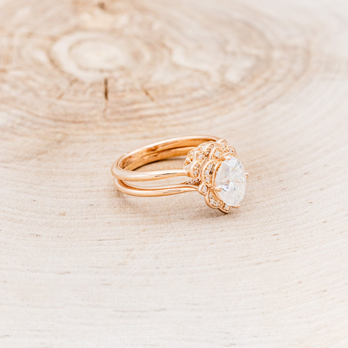 "Jane" - Moissanite Engagement Ring With Diamond Accents & Tracer