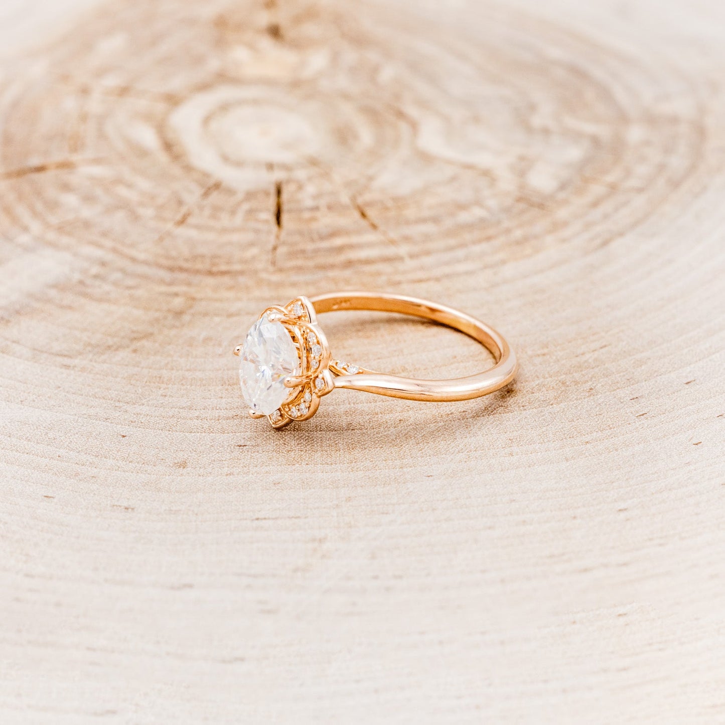 "Jane" - Moissanite Engagement Ring With Diamond Accents & Tracer