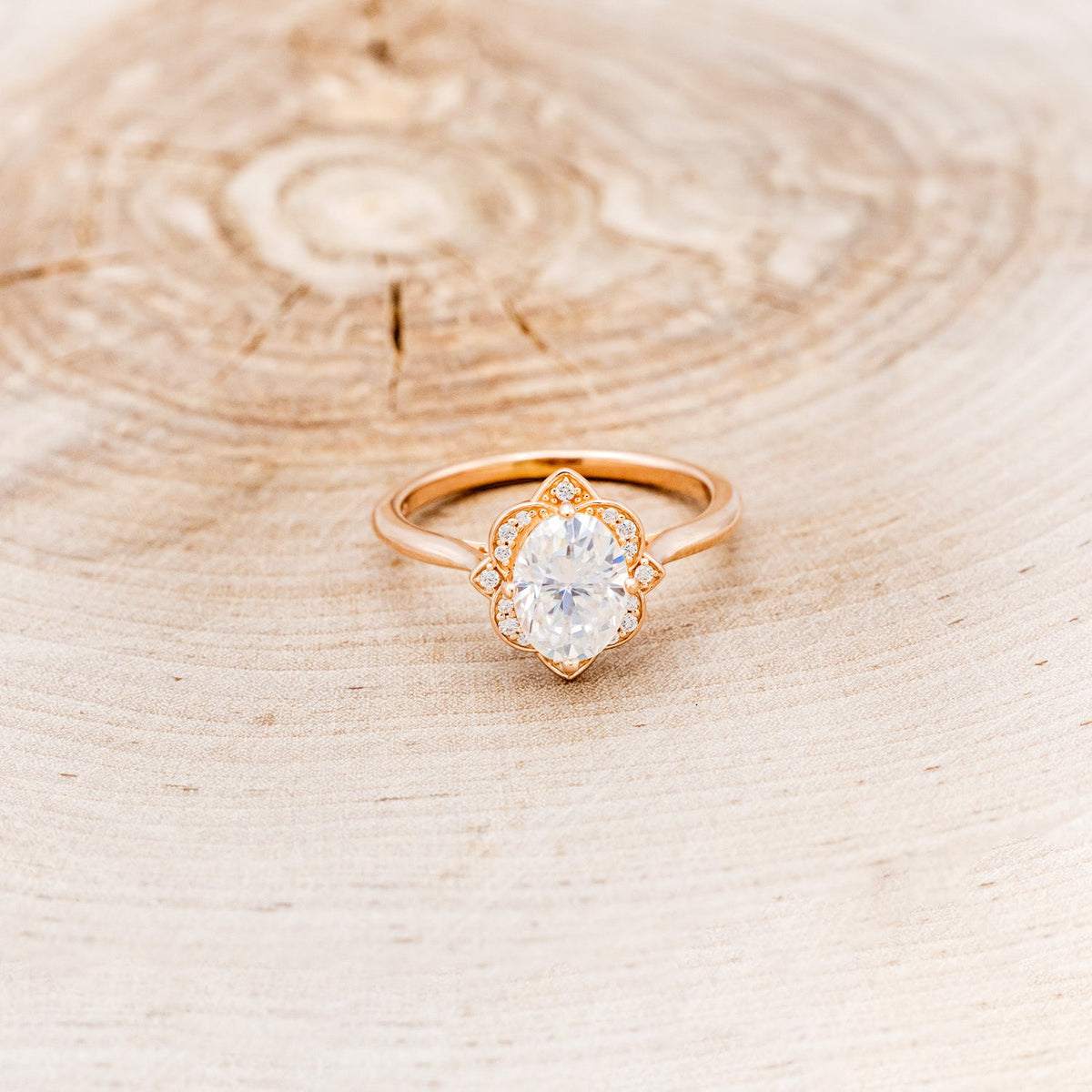 "Jane" - Moissanite Engagement Ring With Diamond Accents & Tracer