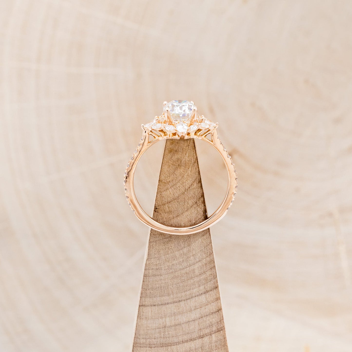 "North Star" - Oval Cut Moissanite Engagement Ring With Diamond Accents & Tracer