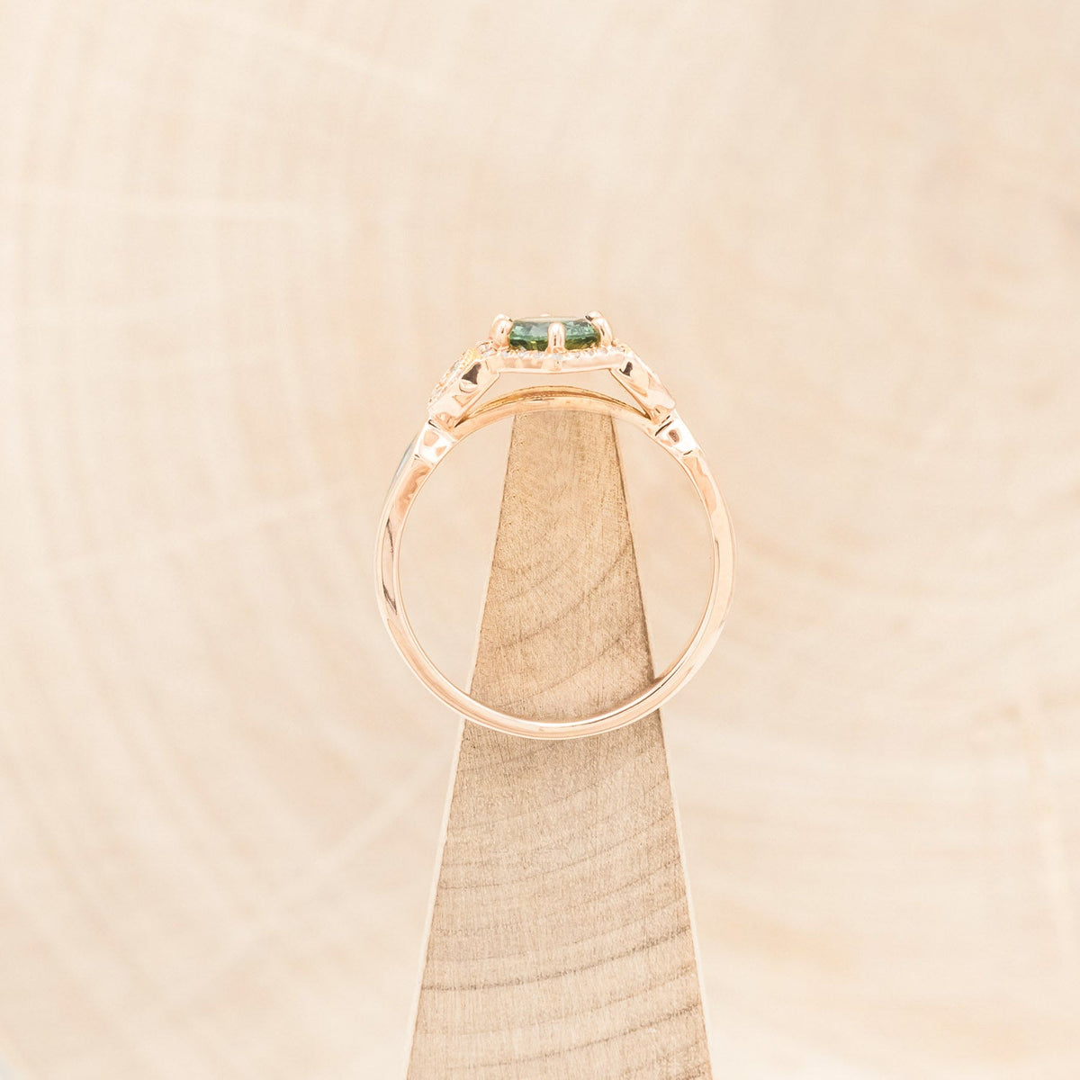 "Lucy In The Sky" Petite - Round Cut Montana Sapphire Engagement Ring With Diamond Accents & Turquoise Inlays