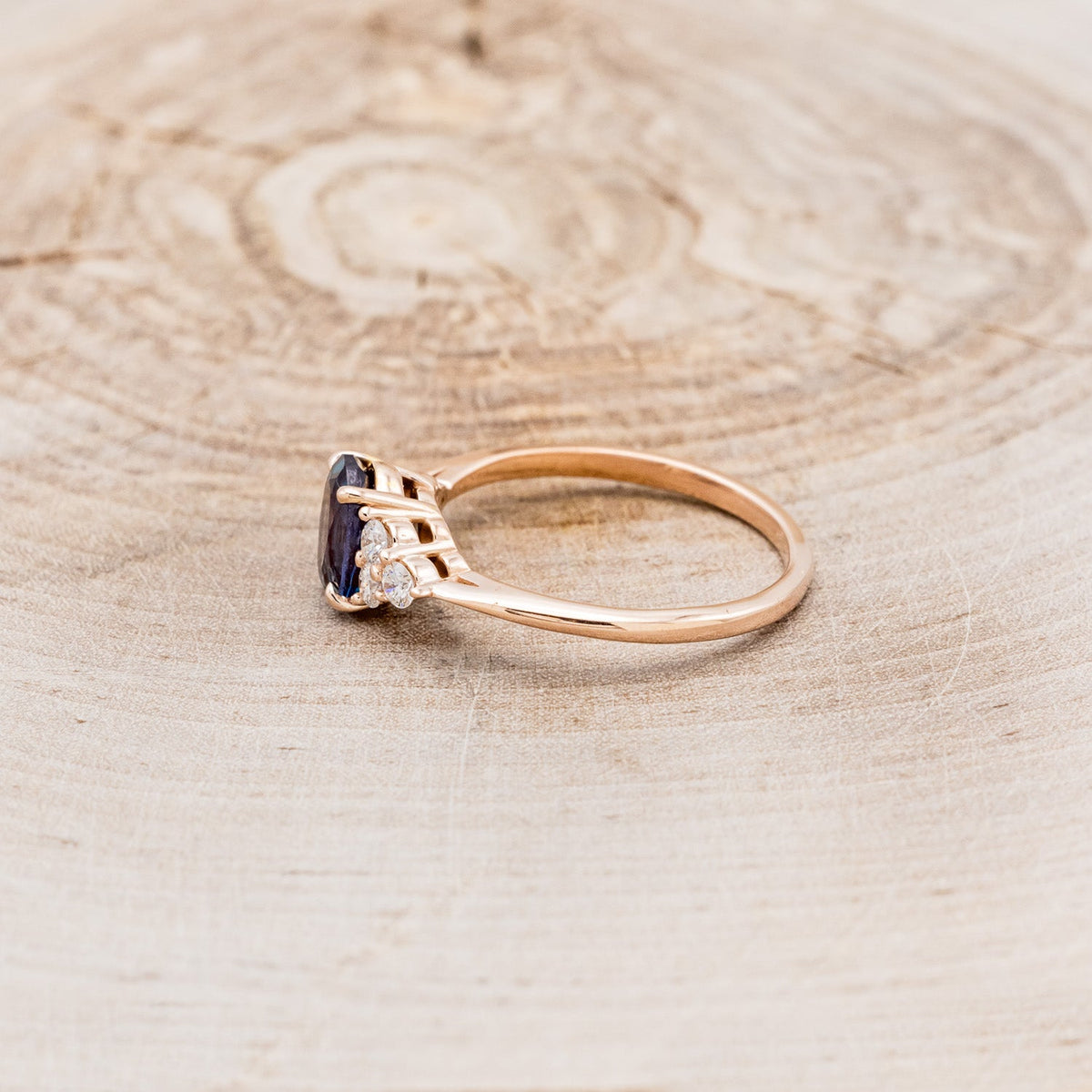 "Rhea" - Oval Cut Lab-Grown Alexandrite Engagement Ring With Diamond Accents