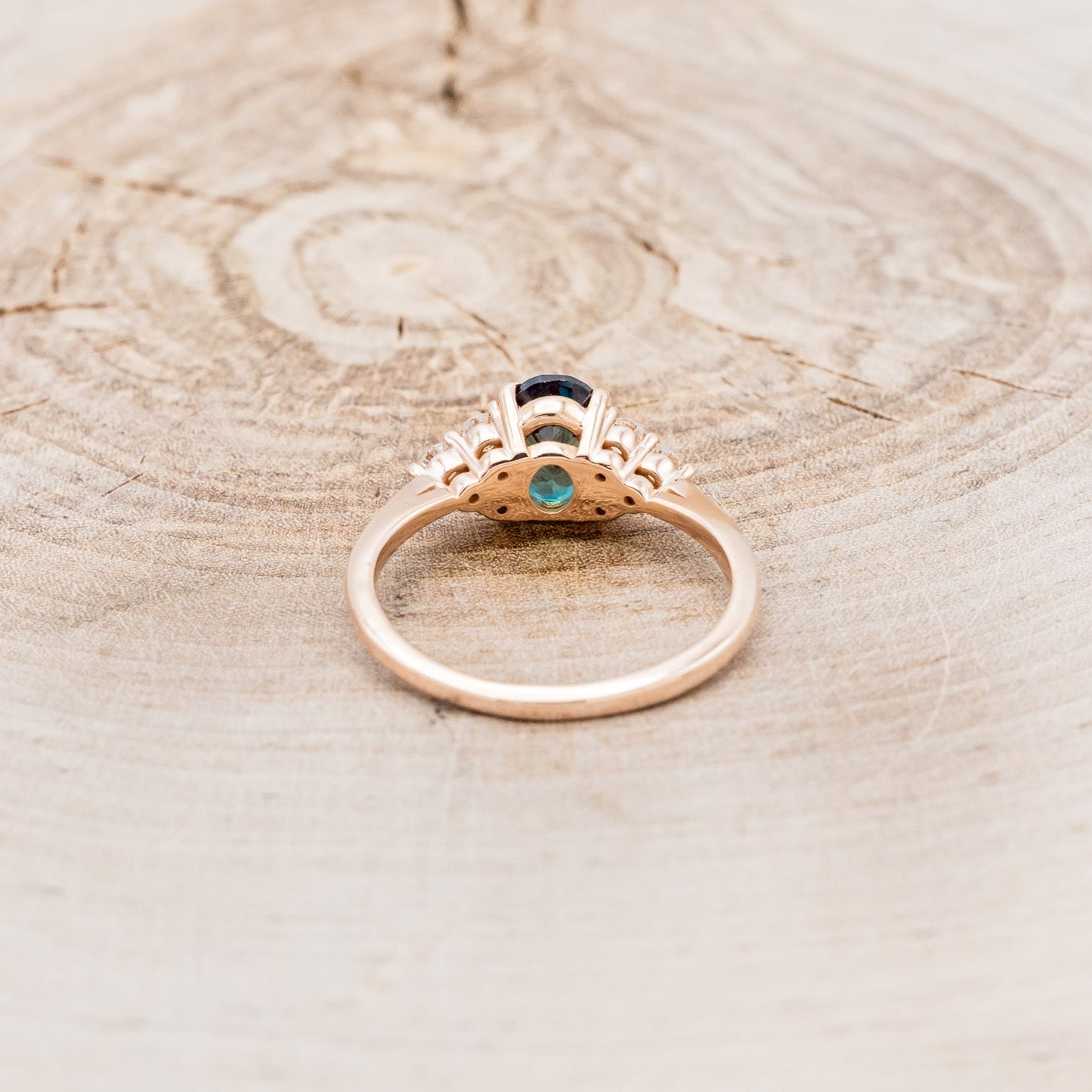 "Rhea" - Oval Cut Lab-Grown Alexandrite Engagement Ring With Diamond Accents