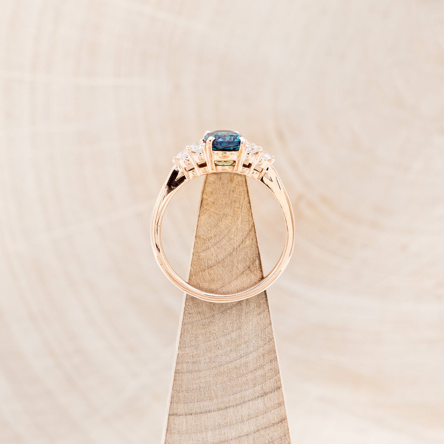 "Rhea" - Oval Cut Lab-Grown Alexandrite Engagement Ring With Diamond Accents