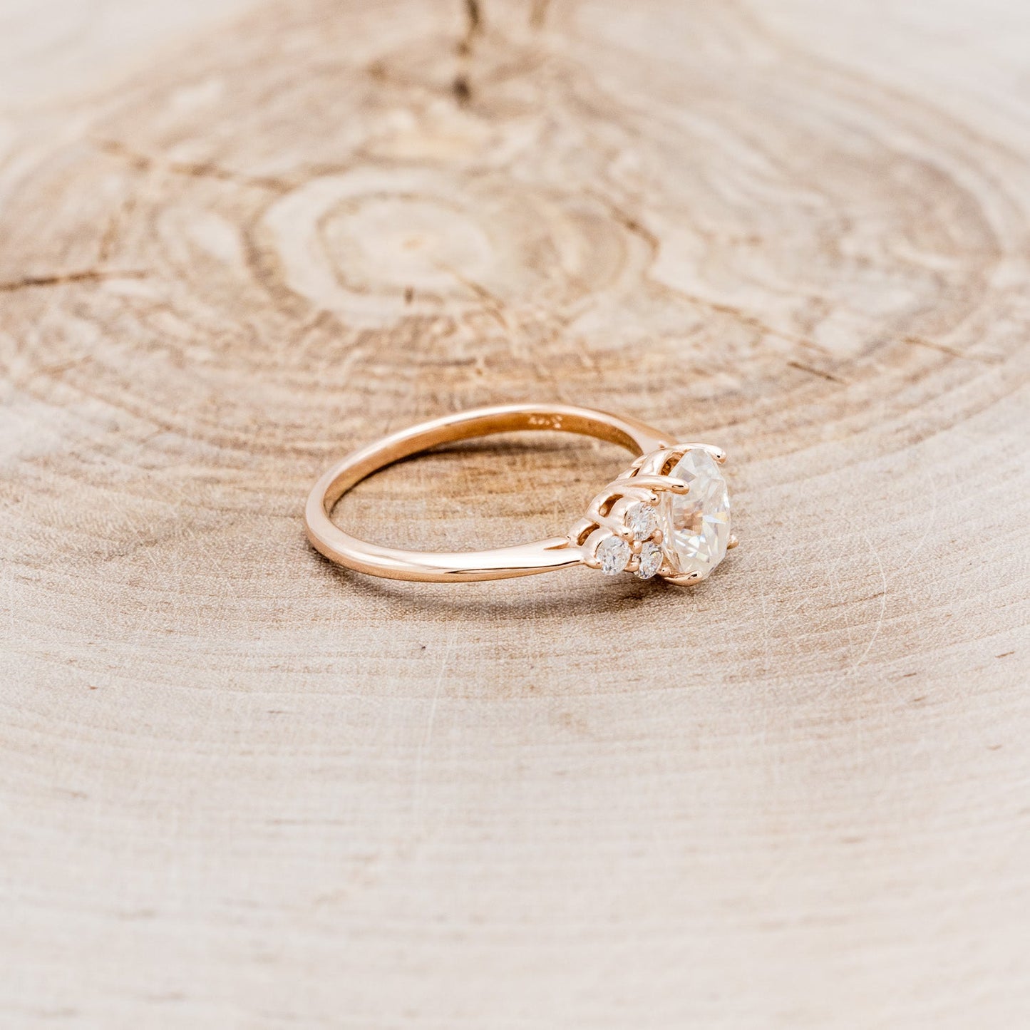 "Rhea" - Oval Cut Moissanite Engagement Ring With Diamond Accents