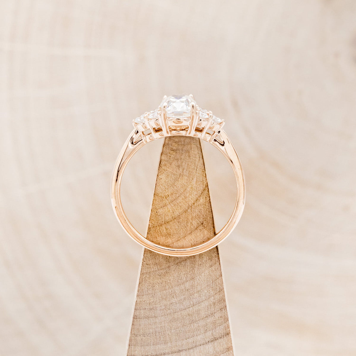 "Rhea" - Oval Cut Moissanite Engagement Ring With Diamond Accents