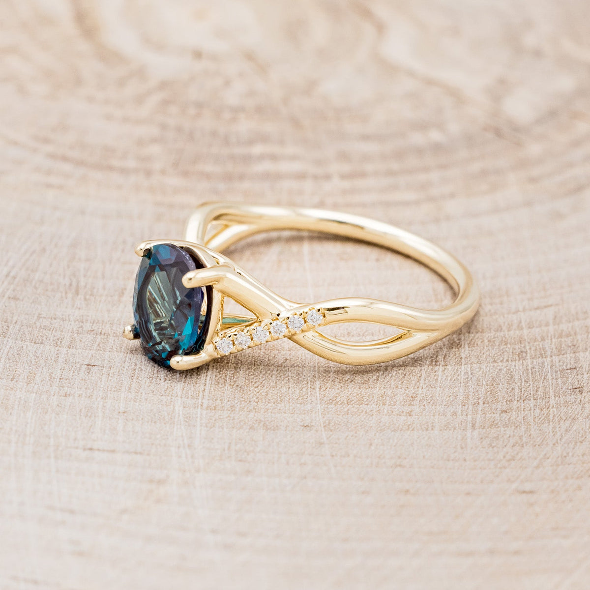 "Roslyn" - Lab-Grown Alexandrite Engagement Ring With Diamond Accents