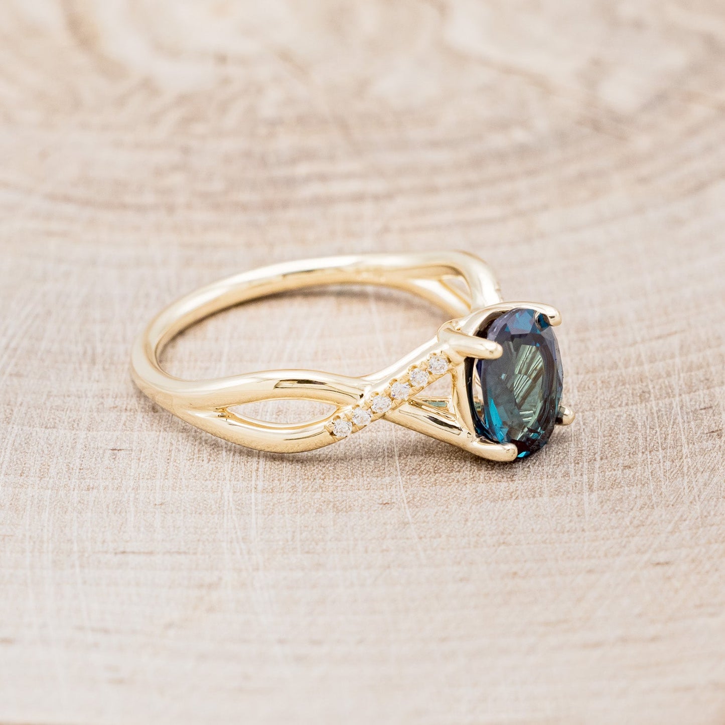 "Roslyn" - Lab-Grown Alexandrite Engagement Ring With Diamond Accents