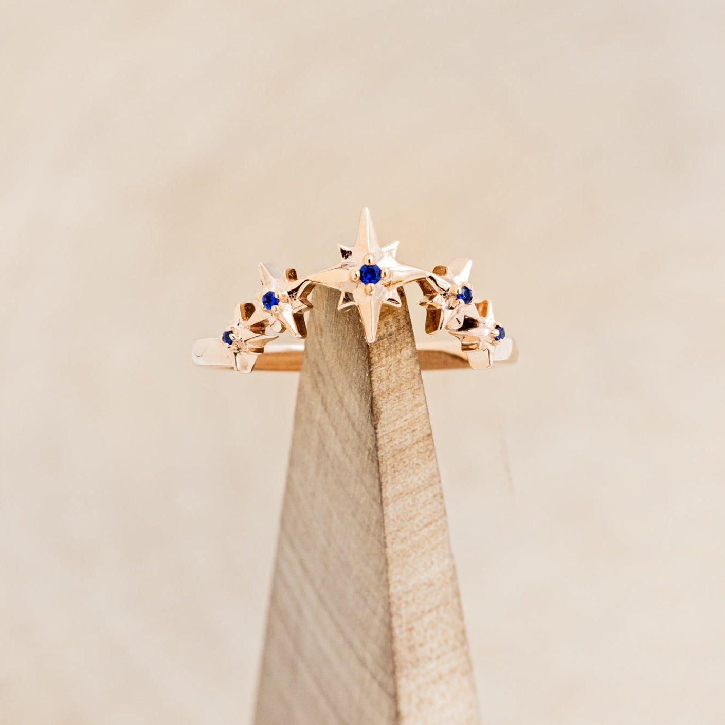 "Sidra" Tracer with Blue Sapphires - 14K Rose Gold - Size 7