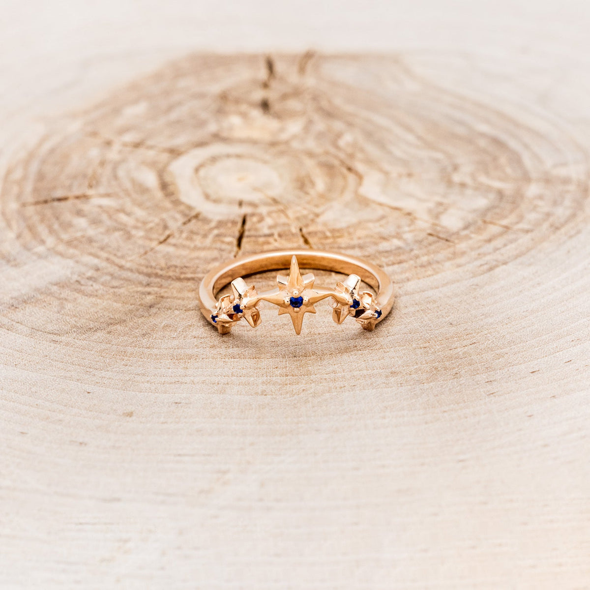 "Sidra" Tracer with Blue Sapphires - 14K Rose Gold - Size 7