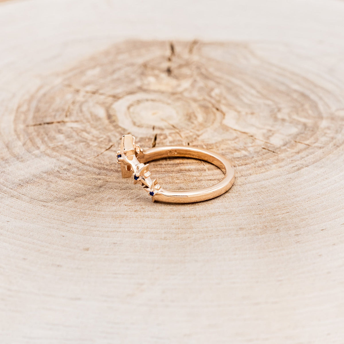 "Sidra" Tracer with Blue Sapphires - 14K Rose Gold - Size 7