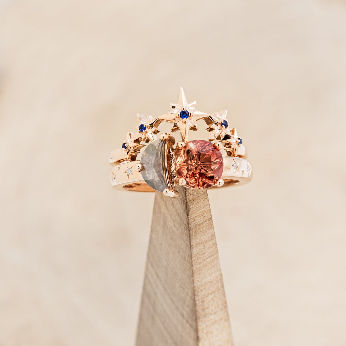 "Sidra" Tracer with Blue Sapphires - 14K Rose Gold - Size 7