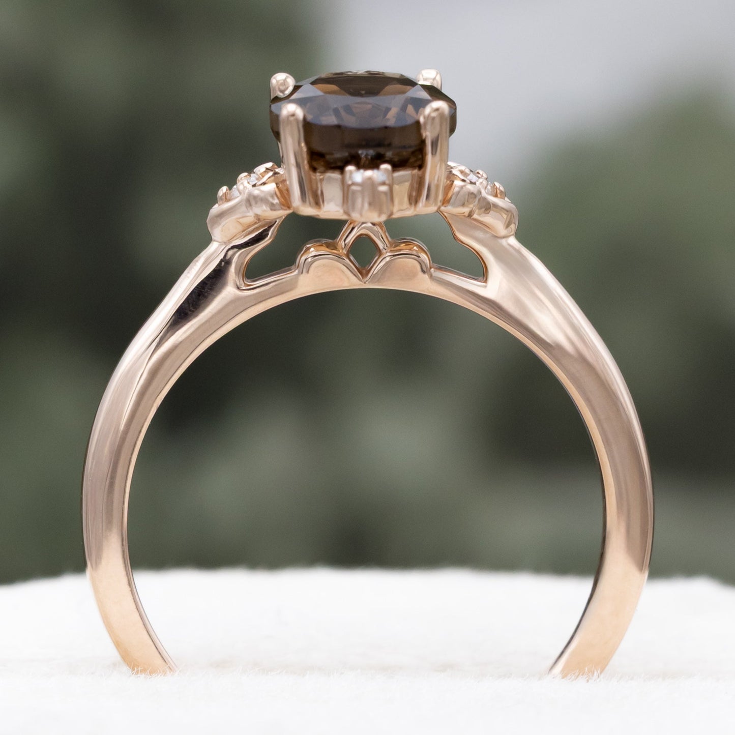 "Zella" - Smoky Quartz Engagement Ring With Diamond Accents