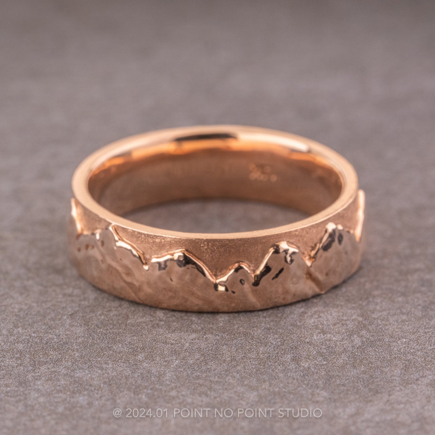6mm Mountain Mens Wedding Ring, Matte and Polished