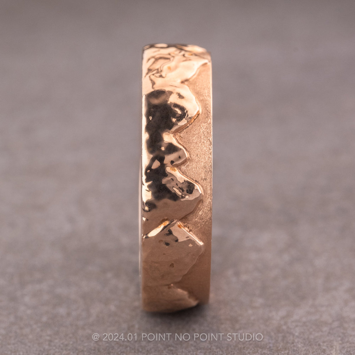 6mm Mountain Mens Wedding Ring, Matte and Polished