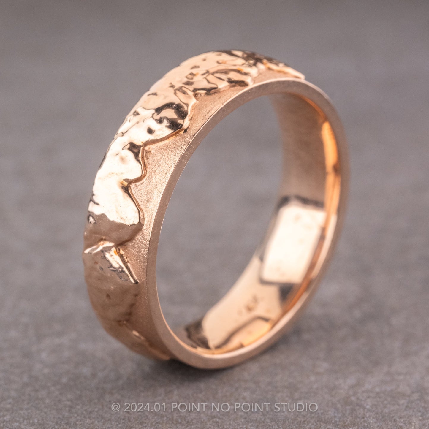 6mm Mountain Mens Wedding Ring, Matte and Polished