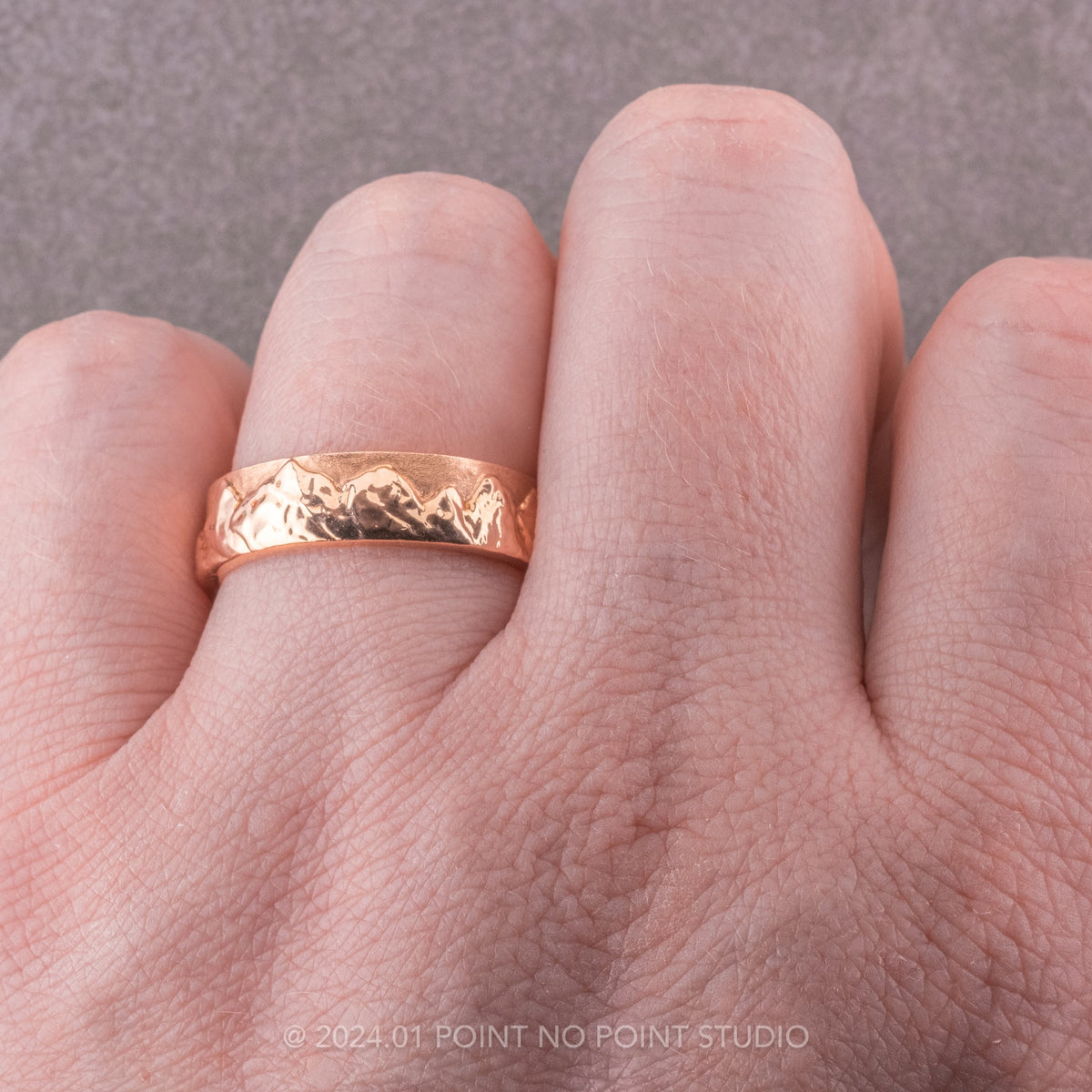 6mm Mountain Mens Wedding Ring, Matte and Polished
