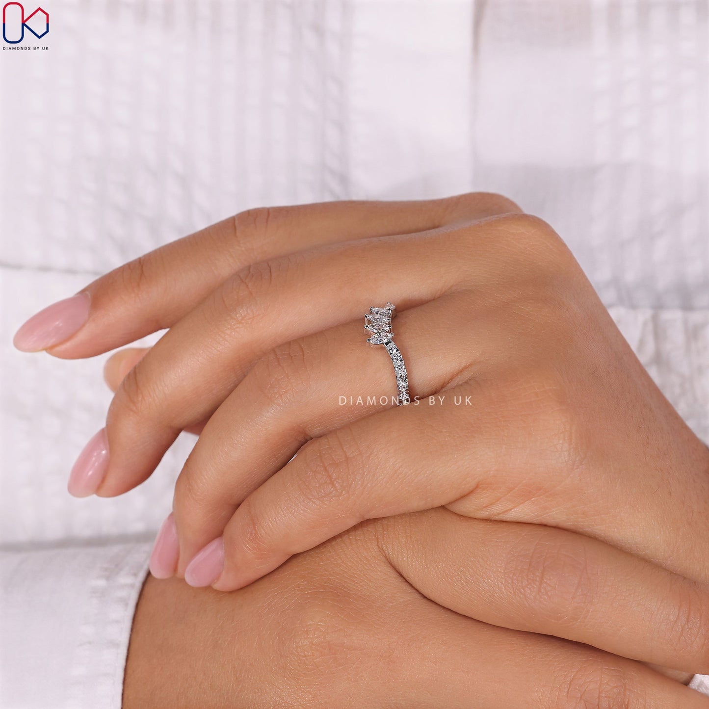 Tiara Wedding Band - Marquise and Round Diamonds