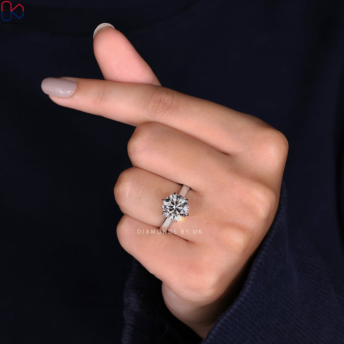 White Gold Solitaire Round Diamond Engagement Ring