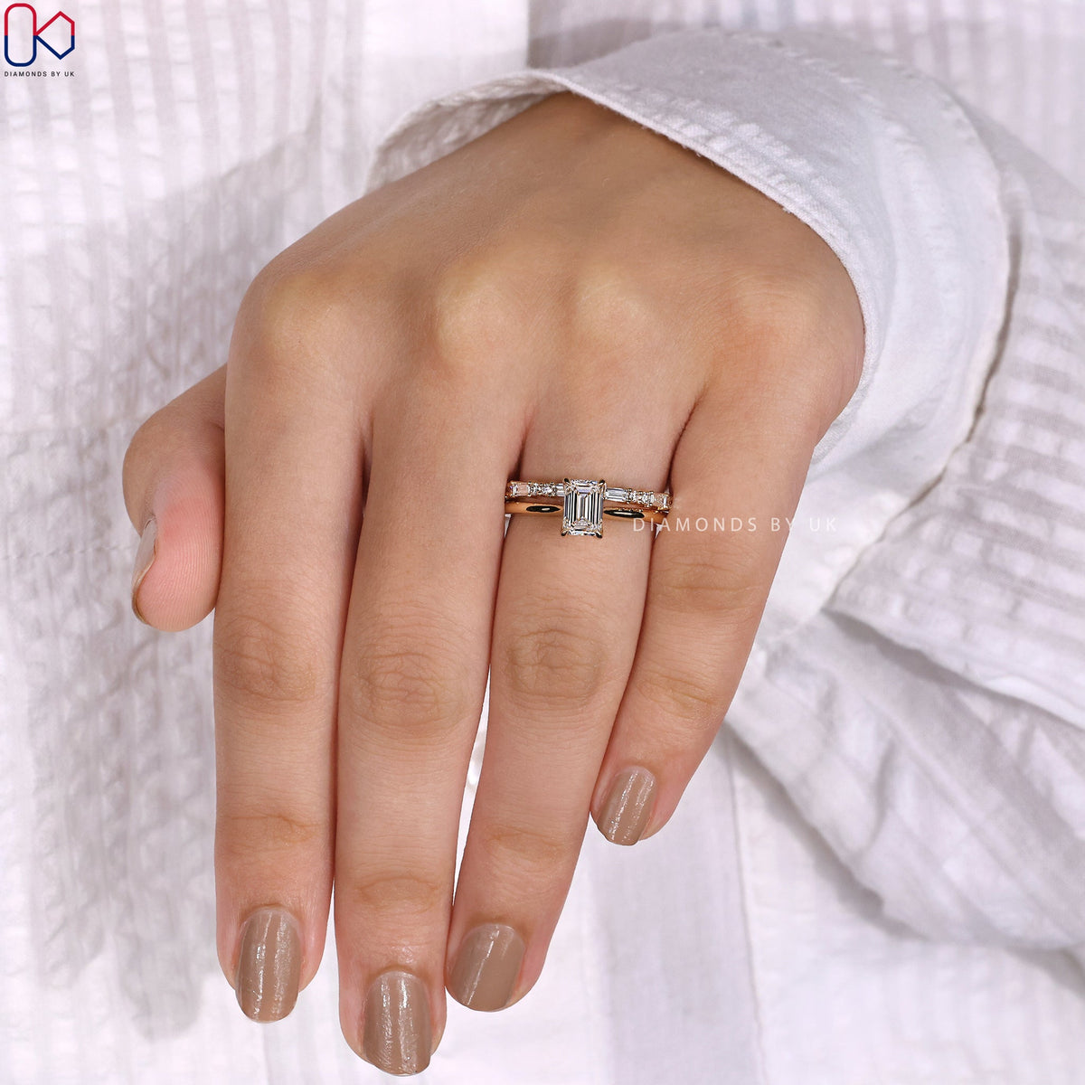 Emerald Cut Engagement Ring With Wedding Band