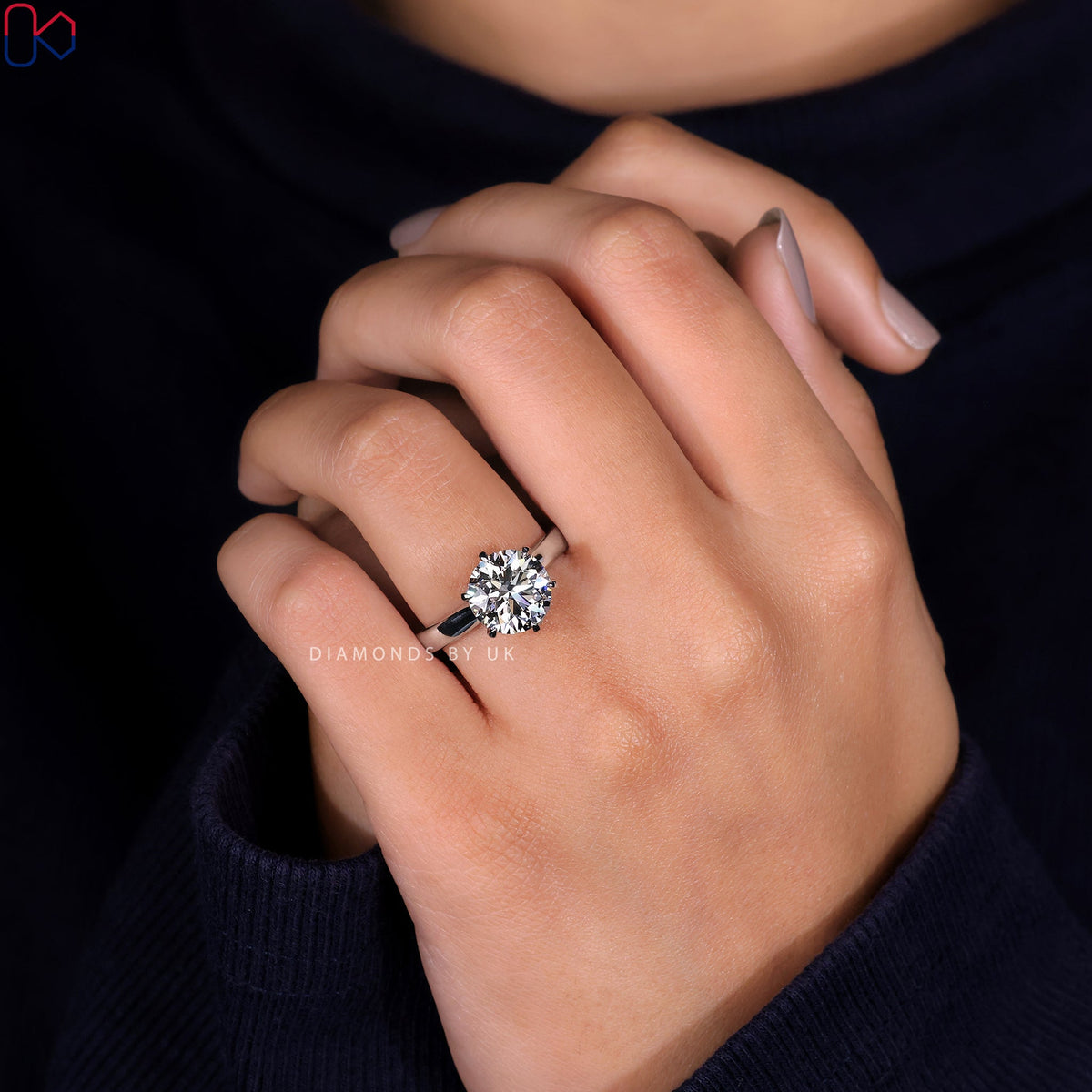 White Gold Solitaire Round Diamond Engagement Ring