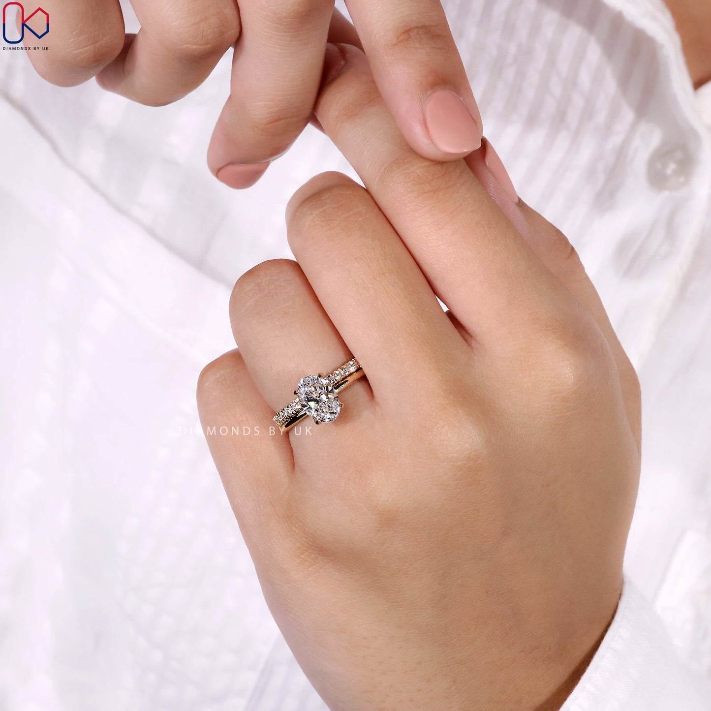 Oval Engagement Ring With Wedding Band