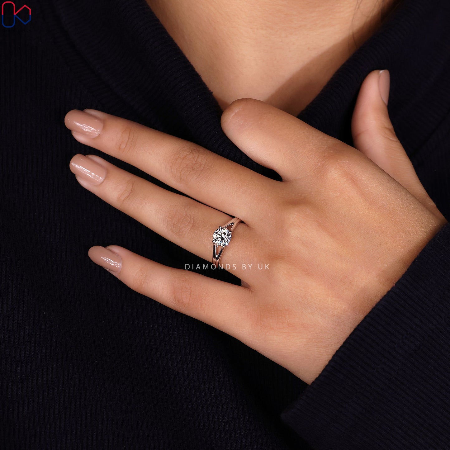 Split Shank Engagement Ring - Round Diamond