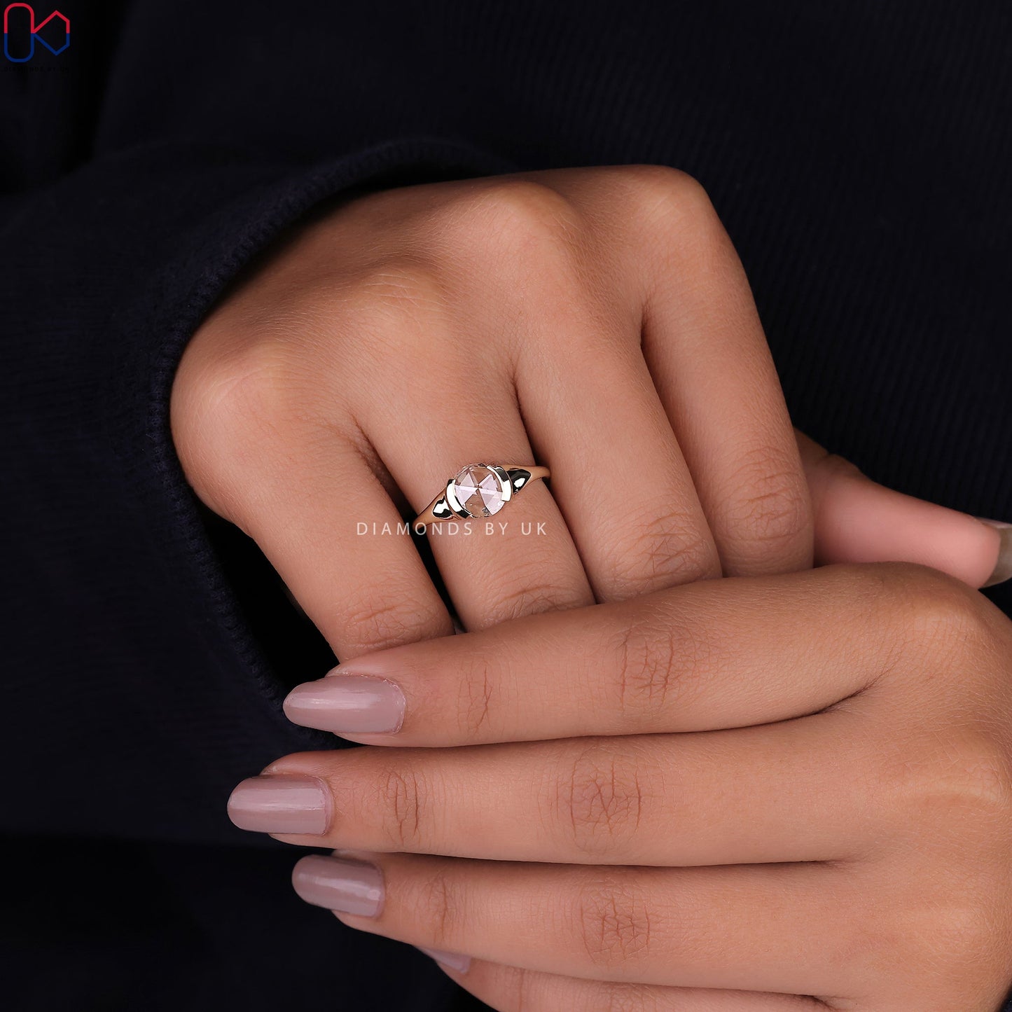 Half Bezel Rose Cut Diamond Ring