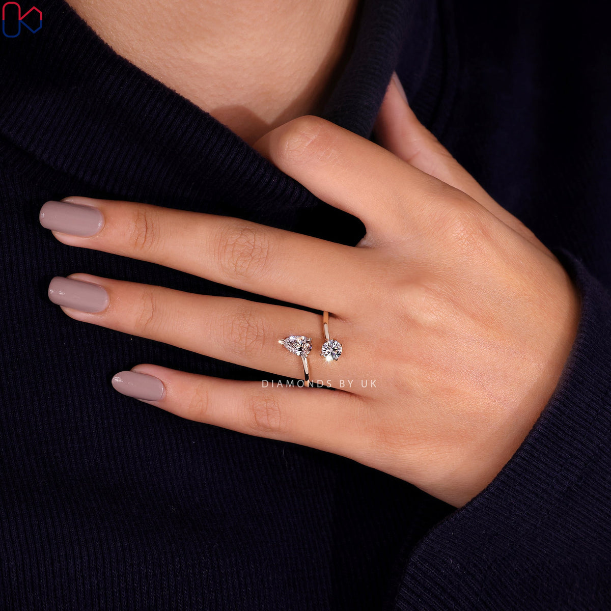 Toi et Moi Engagement Ring – Pear and Round Diamond