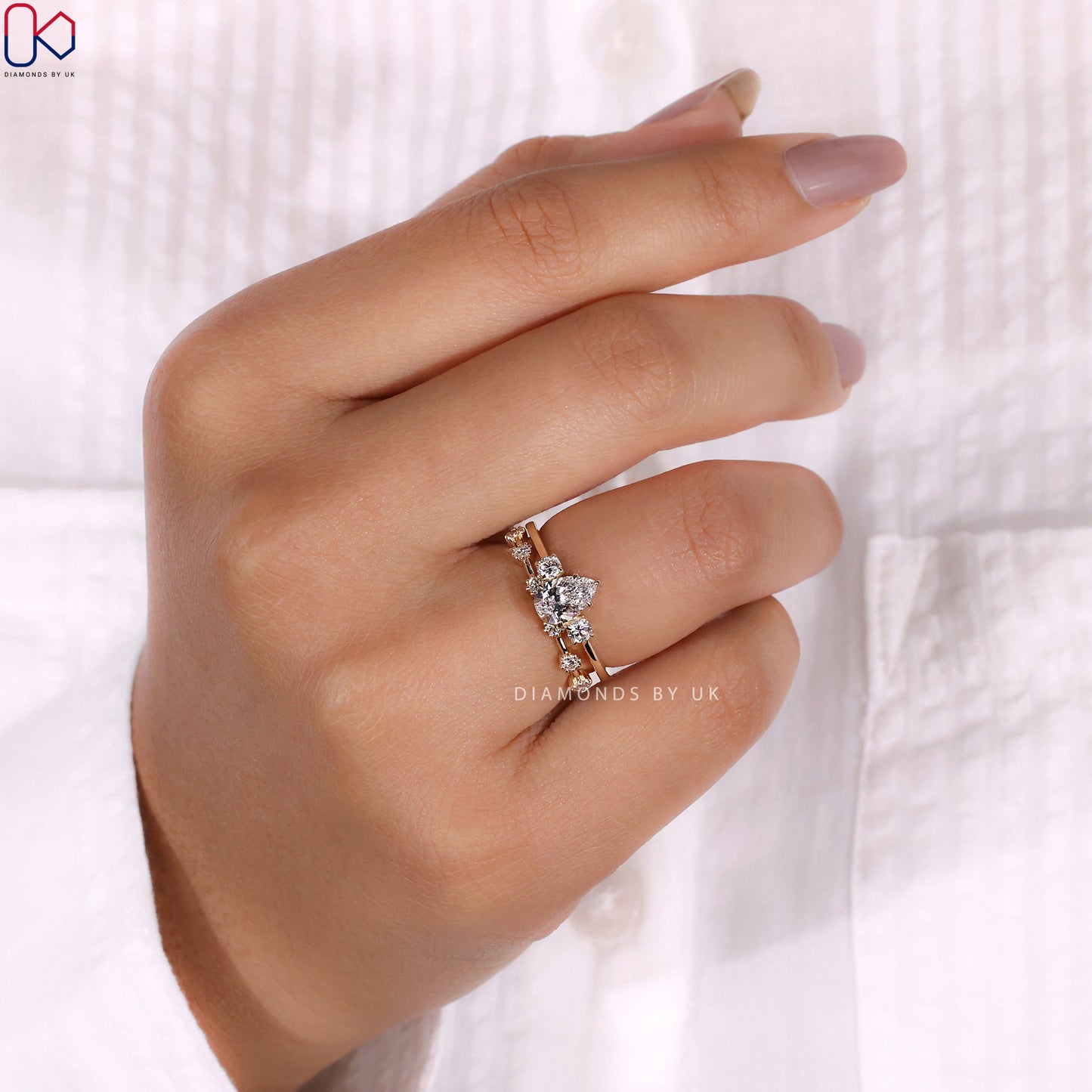 3 Stone Engagement Ring With Wedding Band