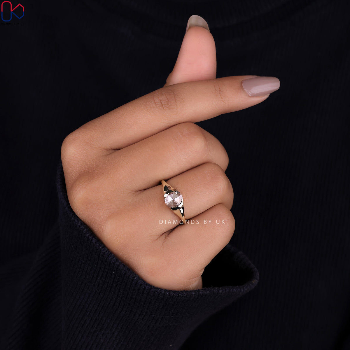 Half Bezel Rose Cut Diamond Ring