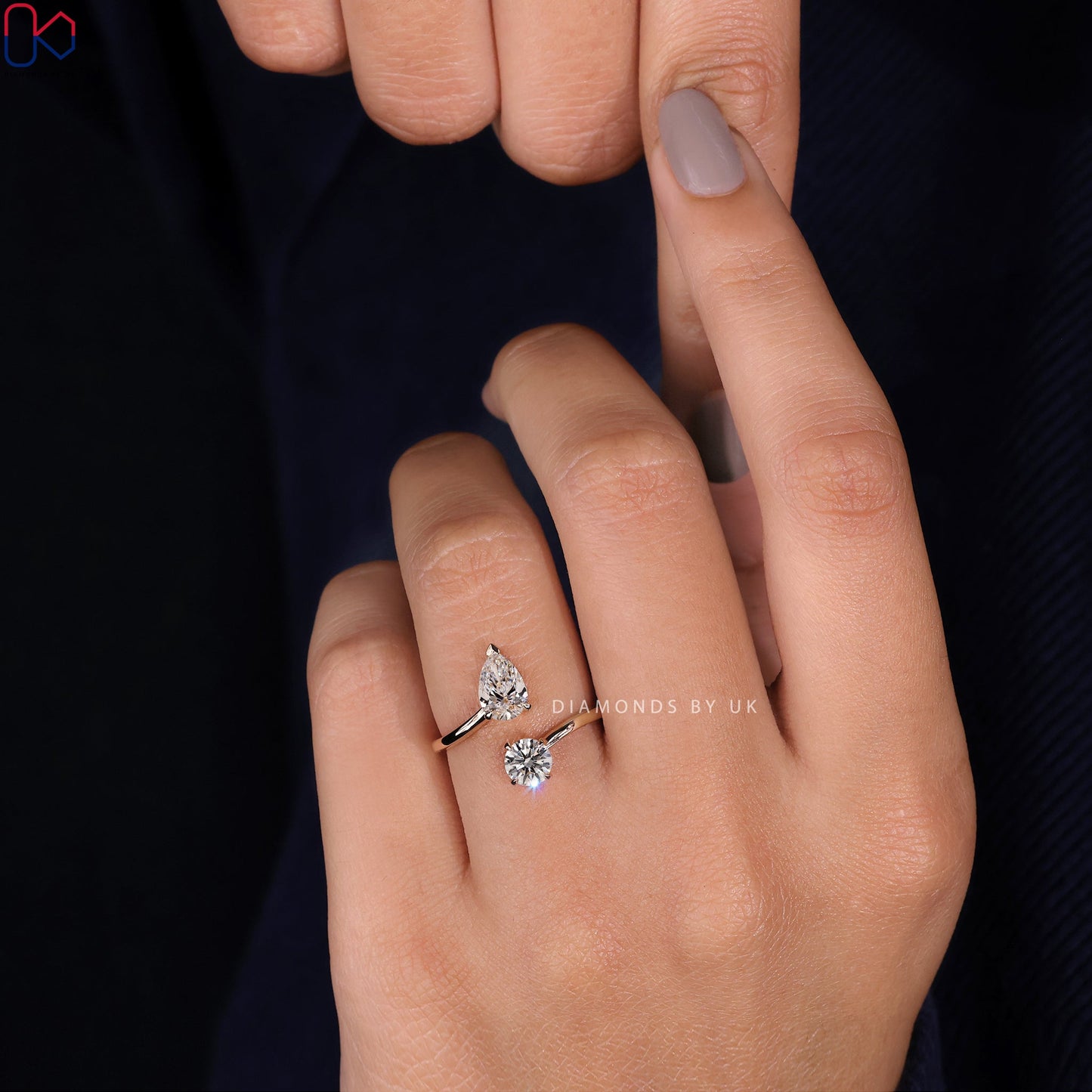 Toi et Moi Engagement Ring – Pear and Round Diamond