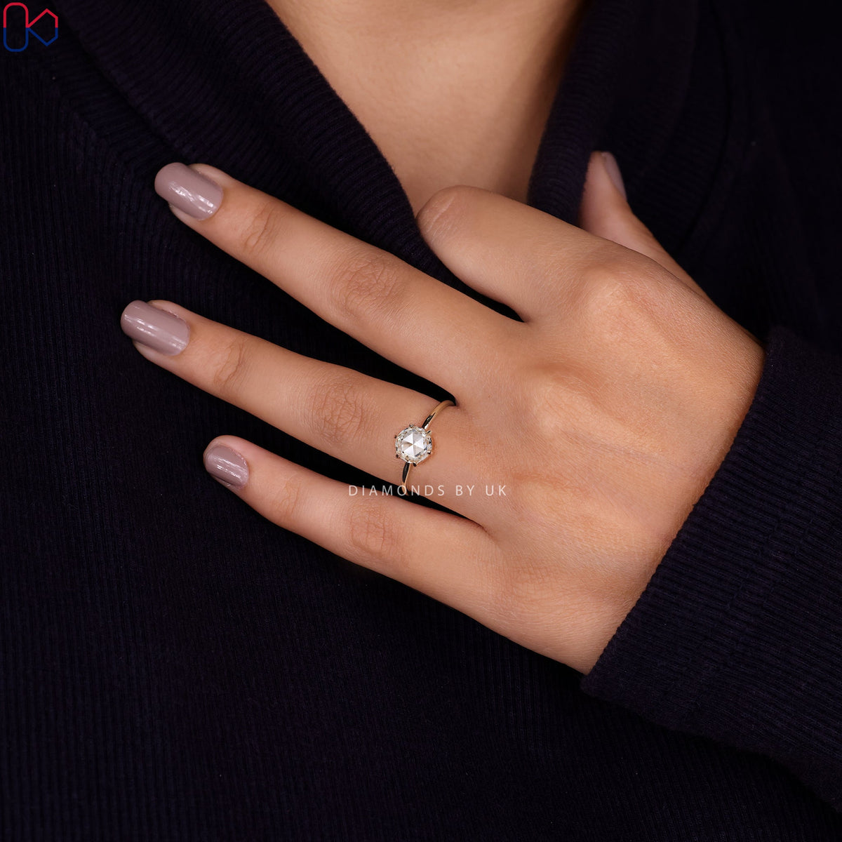 Solitaire Diamond Ring- Round Rose Cut