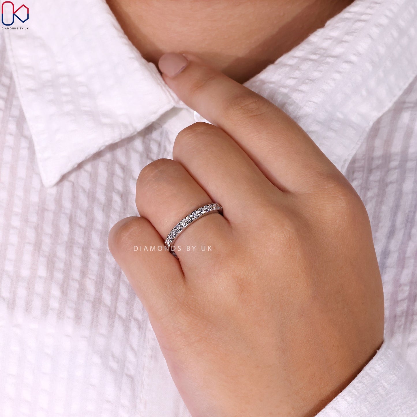 Round Diamond Half Eternity Band