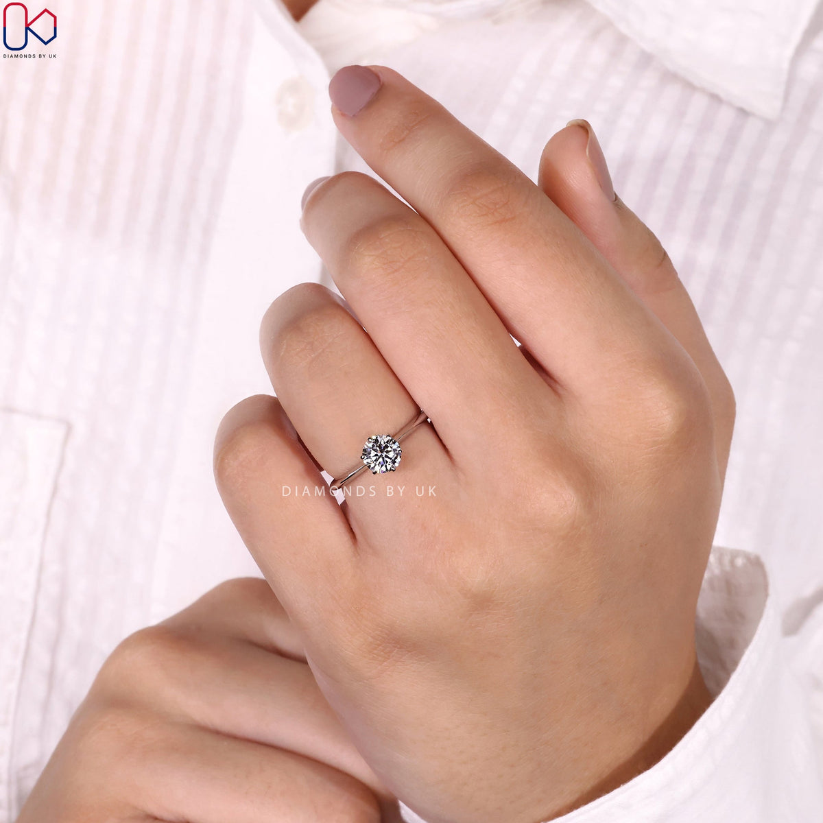 Round Brilliant Solitaire Diamond Ring In White Gold