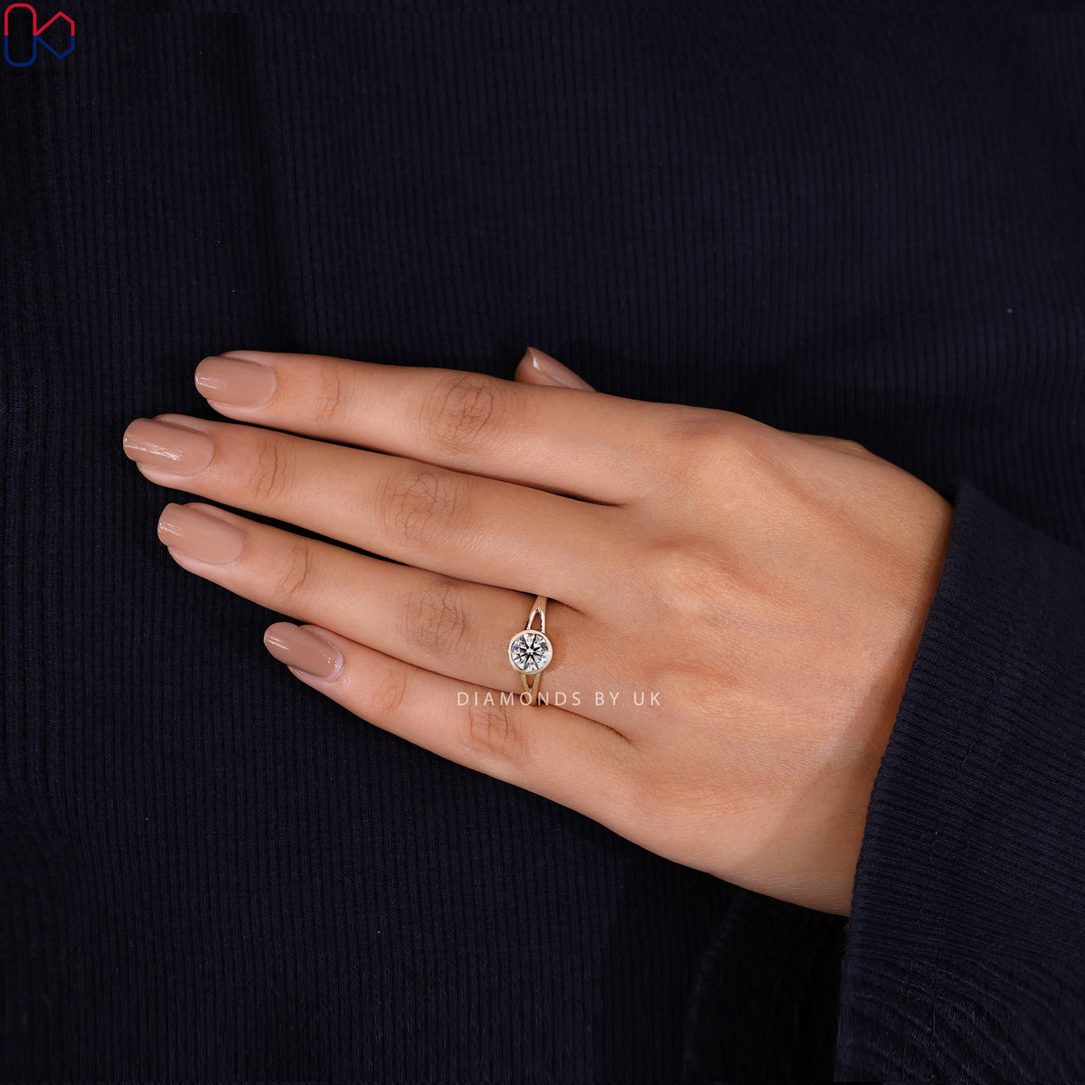 Round Diamond Bezel Set Engagement Ring