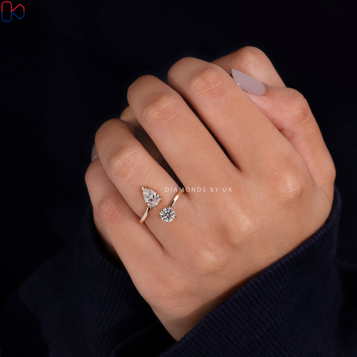 Toi et Moi Engagement Ring – Pear and Round Diamond